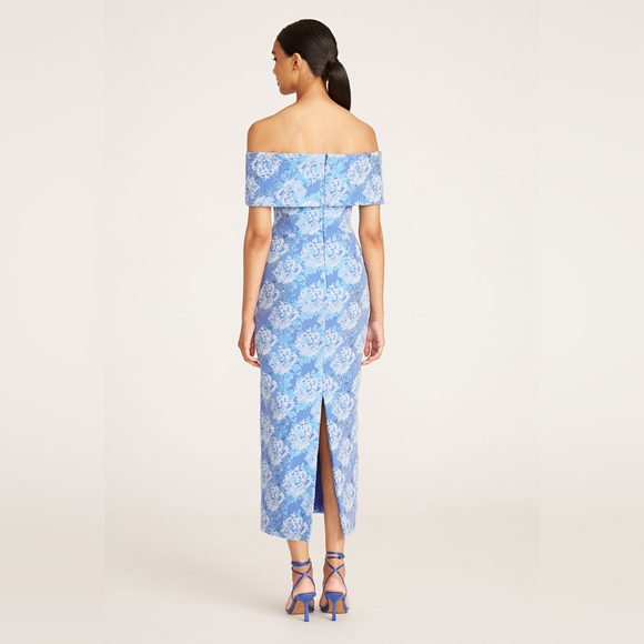 Theia Stretch Jacquard Fitted Cocktail Dress Women's - Picture 3 of 7